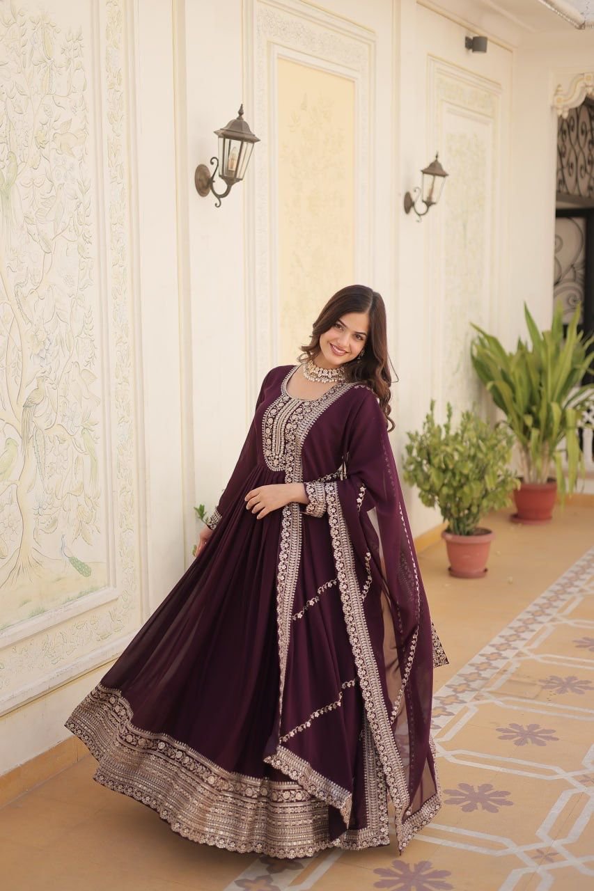 Charming Georgette Anarkali Gown with Dupatta